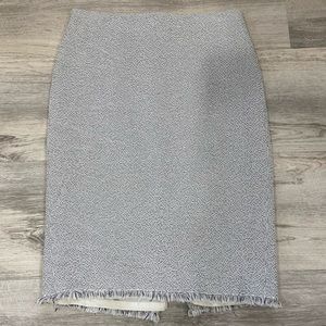 Ann Taylor White and Gray Design Pencil Skirt